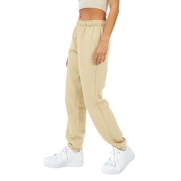 EFAN Sweatpants Women Baggy High Waisted Sweat Pants Fall Clothes Casual Joggers Y2k Aesthetic Warm Trousers with Pockets 2025 Beige XL