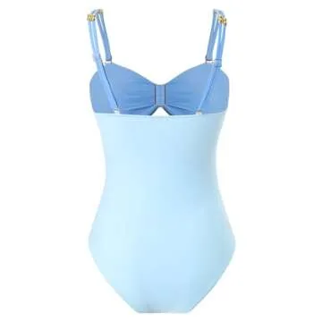 YUNIDMEIM Women's One Piece Swimsuit with Cover up Set Beach Wrap Skirt Retro Bikini Set Two Piece Bathing Suit with Cover up