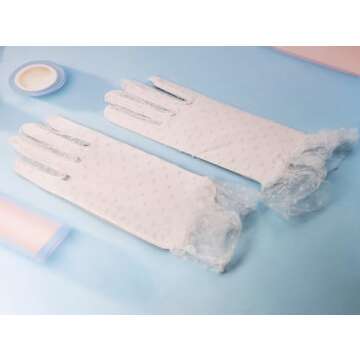 PENTA ANGEL Short Lace Gloves 1960s Vintage Classy Polka Dot Courtesy Tea Party Mesh Gloves for Bridal Women Wedding Halloween Costume (White)