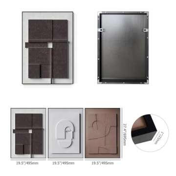 homary Japandi Canvas Wall Art Sets of 3, Modern Abstract Art Painting Hanging Wall Decor Set with Rectangle Frame