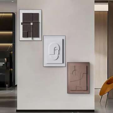 homary Japandi Canvas Wall Art Sets of 3, Modern Abstract Art Painting Hanging Wall Decor Set with Rectangle Frame