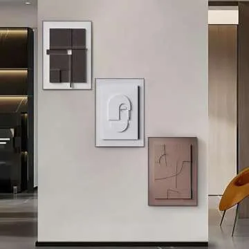 homary Japandi Canvas Wall Art Sets of 3, Modern Abstract Art Painting Hanging Wall Decor Set with Rectangle Frame