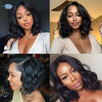 ISEE Human Hair Lace Front Wigs Short Bob Wigs Body Wave Human Hair Wigs For Black Women 13X4 Lace Front Bob Wigs Pre Plucked Hairline 12 Inch