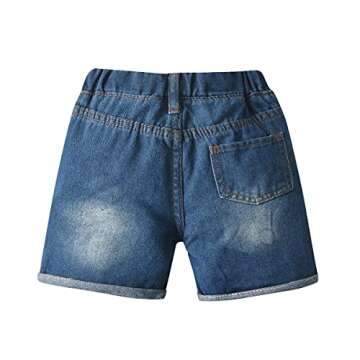 LAPA Baby Girls Boys Denim Shorts, Elastic Waist Fold Hem Jeans for 6M-4Y
