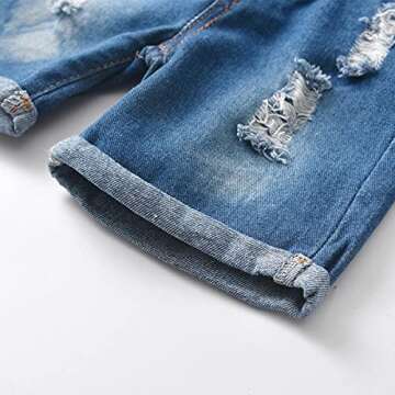 LAPA Baby Girls Boys Denim Shorts, Elastic Waist Fold Hem Jeans for 6M-4Y