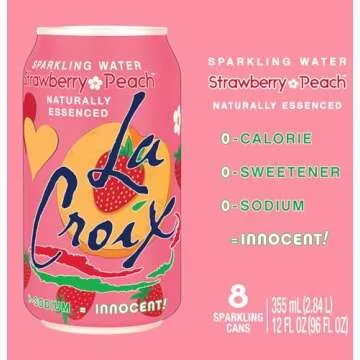 LaCroix Sparkling Water, Strawberry Peach, 12 Fl Oz (pack of 8)