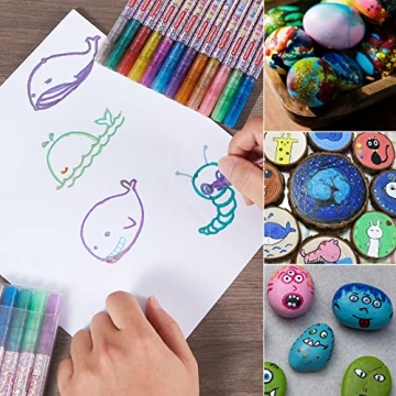 DUORRYAN Glitter Markers - 12 Metallic Paint Pens Set