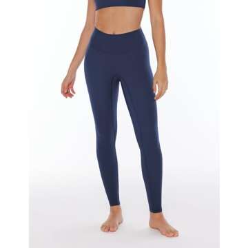 ENERBLOOM Workout Yoga Leggings for Women High Waisted Compression Pants 25"/28" Cream Feeling Tight No Front Seam Medium