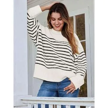 LILLUSORY Oversized White Cashmere Winter Fashion Knit Chunky Warm Fuzzy Sweaters for Women
