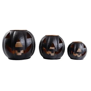 Halloween Metal Jack O Lanterns Set of 3 Unique Decor