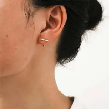 Half Hoop Earrings Gold Plated 925 Sterling Silver Bar Huggie Hoop Earrings for Women Open Hoop Earrings Small Hugger Hoop Earrings