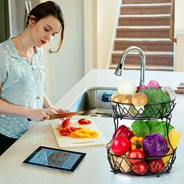 ESEOE 2 Tier Fruit Basket - Stylish Kitchen Organizer