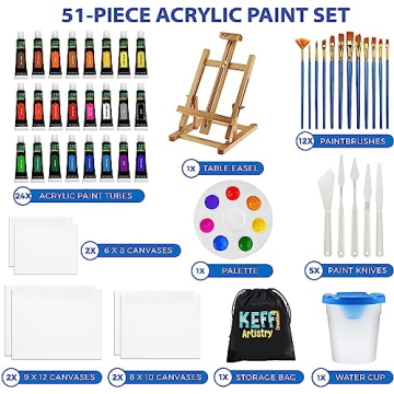 KEFF Acrylic Paint Set - Complete Art Kit for All Ages