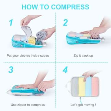 PFEYRPK Compression Packing Cubes for Suitcase,Expandable Packing Cubes Compression for Travel, 7 Se...