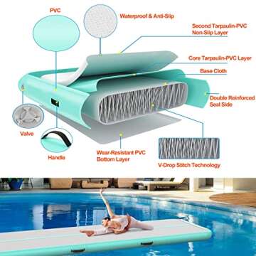 GYUEM 13ft Gymnastics Air Mat Tumble Track Tumbling Mat Inflatable Floor Mats With Electric Air Pump