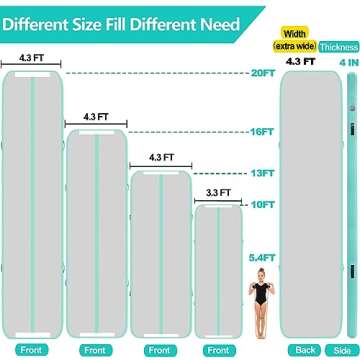 GYUEM 13ft Gymnastics Air Mat Tumble Track Tumbling Mat Inflatable Floor Mats With Electric Air Pump