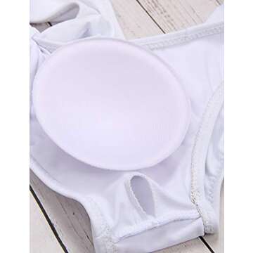 Blooming Jelly Women's High Waisted Bikini Ruffle Flounce Tie Knot Two Piece Swimsuits(White,S)