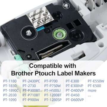 Labelife Compatible 18mm Label Tape Replacement for Brother P Touch TZe TZ Tape 18mm 0.7 Laminated Clear TZe-141 TZe141 TZ141 for Ptouch PTD600 PTD400AD PT1880 Label Maker, 4-Pack Black on Clear 3/4"