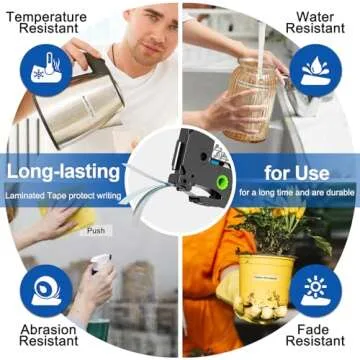 Labelife Compatible 18mm Label Tape Replacement for Brother P Touch TZe TZ Tape 18mm 0.7 Laminated Clear TZe-141 TZe141 TZ141 for Ptouch PTD600 PTD400AD PT1880 Label Maker, 4-Pack Black on Clear 3/4"