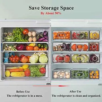 6 PCS Refrigerator Drawer Organizer, Fridge Organizers and Storage Clear, Plastic Storage Drawers - BPA Free Plastic Storage Drawers (Grey Handle, 3 Drawers And 3 Cubes)