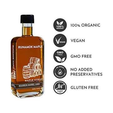 Runamok Organic Bourbon Barrel Aged Maple Syrup - Vermont Maple Syrup, Pure Maple Syrup for Cocktail...