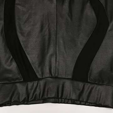 Uni Clau Women's Sexy Sheer Mesh Two Piece Jumpsuits See Through Tube Crop Top PU Leather Skinny Long Pants Club Romper Black L