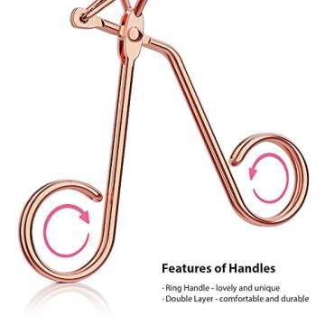 Rose Gold Eyelash Curler - Ergonomic Design, Exquisite Rose Gold, 5 Replaceable Silicone Pads & Storage Bag Included