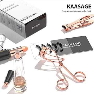 Rose Gold Eyelash Curler - Ergonomic Design, Exquisite Rose Gold, 5 Replaceable Silicone Pads & Storage Bag Included