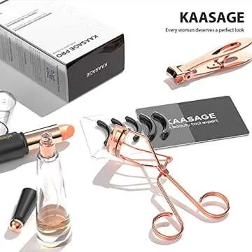 Rose Gold Eyelash Curler - Ergonomic Design, Exquisite Rose Gold, 5 Replaceable Silicone Pads & Storage Bag Included
