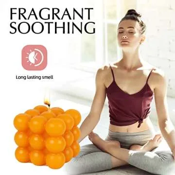 Bubble Candles - Cube Soy Wax Candle, Aesthetic Decor Scented Candle, Cute Yellow Candles for Home, Holiday, Wedding & Party,Dinner Table, Halloween,Christmas (Yellow)