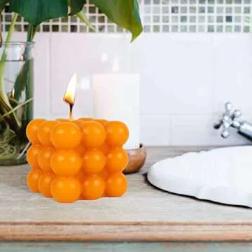 Bubble Candles - Cube Soy Wax Candle, Aesthetic Decor Scented Candle, Cute Yellow Candles for Home, Holiday, Wedding & Party,Dinner Table, Halloween,Christmas (Yellow)