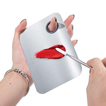 ALIOBC Makeup Mixing Palette, Upgrad Stainless Steel Metal Mixing Tray with Spatula Artist Tool for ...