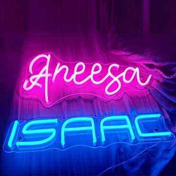 Custom Neon Signs, Personalized Wedding Neon Signs, Name Neon Signs, Business Logo Neon Signs (3 Lines Text)