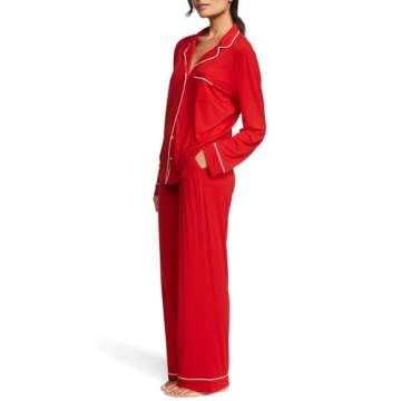 Victoria's Secret Modal Pajama Set, Long Sleeve Shirt and Pajama Pant Set, Sleepwear for Women, Lipstick (L)