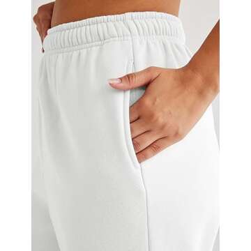 AUTOMET Womens Cargo Sweatpants Cinch Bottom Lounge Baggy Cotton Pants Joggers High Waist Fall Athletic Pant with Pockets White S