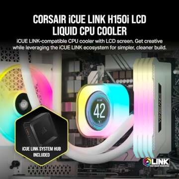 CORSAIR iCUE Link H150i LCD Liquid CPU Cooler - 360mm AIO with QX120 RGB Fans and Custom Display