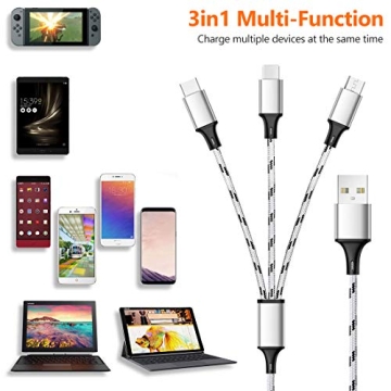 Nylon Braided Multi Charging Cable 3 Pack 5ft