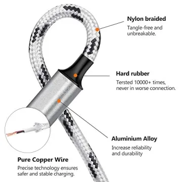 Nylon Braided Multi Charging Cable 3 Pack 5ft