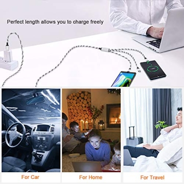 Nylon Braided Multi Charging Cable 3 Pack 5ft