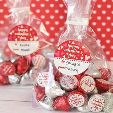 Adorable Red Heart Valentine Stickers for Kids - 40 Count