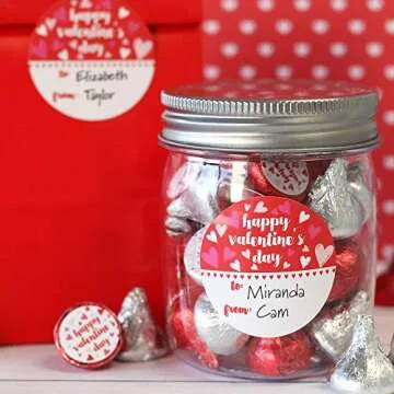 Adorable Red Heart Valentine Stickers for Kids - 40 Count