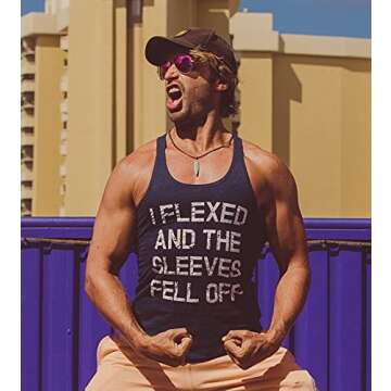 Crazy Dog Mens Tank Top I Flexed And The Sleeves Fell Off Funny Gym Workout Tee Light Heather Grey L