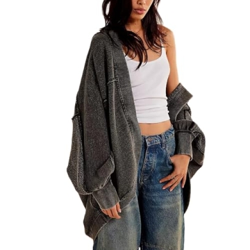 Women Lightweight Hoodie Cardigans Y2K Open Front Hooded Coatigan Casual Long Sleeve Coat Jacket Fal...