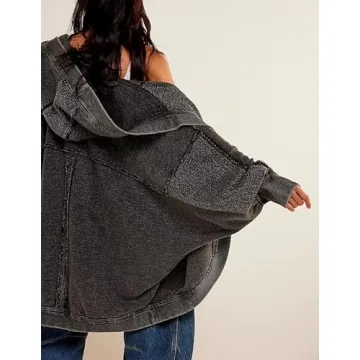 Lightweight Hoodie Cardigans Y2K Open Front Fall Jacket