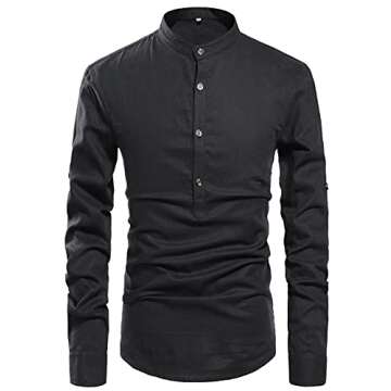 Stylish NITAGUT Men Henley Linen Shirts for Casual Look