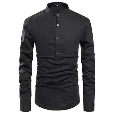 Stylish NITAGUT Men Henley Linen Shirts for Casual Look