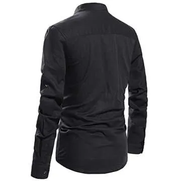 Stylish NITAGUT Men Henley Linen Shirts for Casual Look