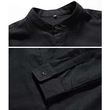 Stylish NITAGUT Men Henley Linen Shirts for Casual Look