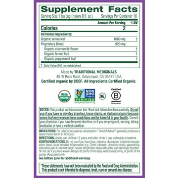 Organic Smooth Move Tea with Chamomile for Digestive Relief