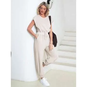 Glamaker Women's Casual Sleeveless Jumpsuit with Pockets